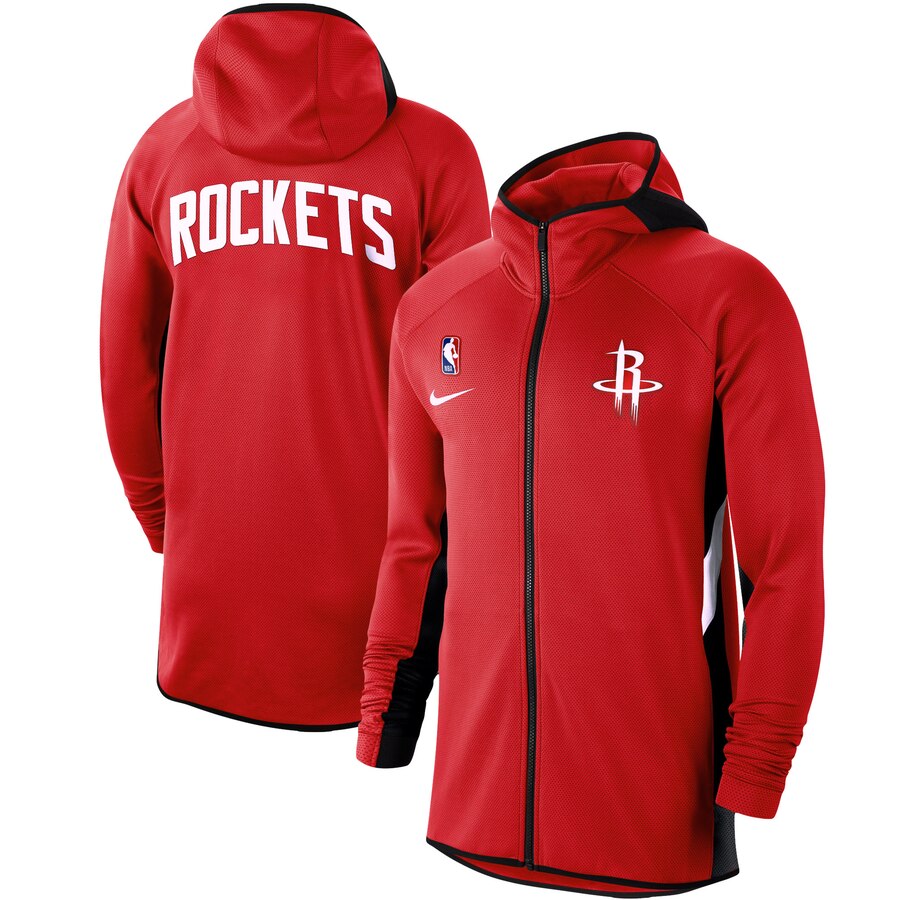 Cheap Men Nike Houston Rockets Red Authentic Showtime Therma Flex Performance FullZip Hoodie